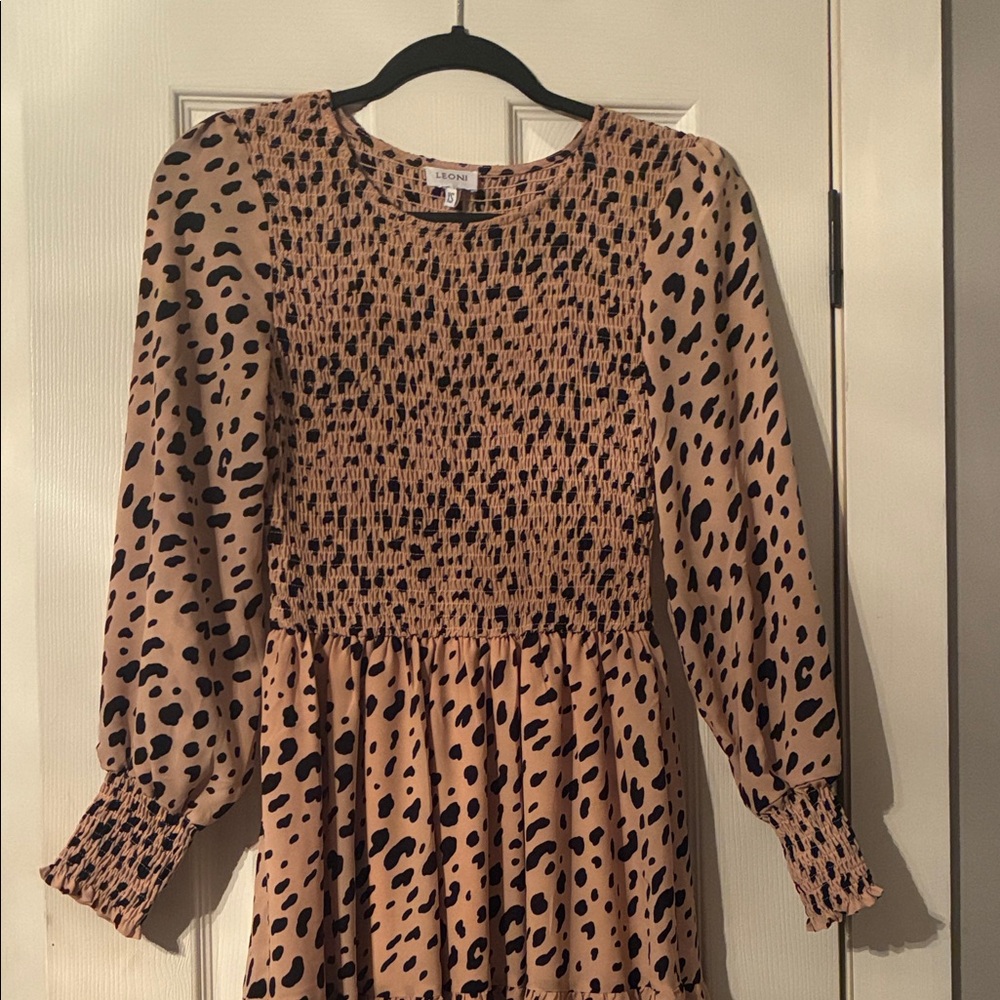 LEONI Leopard Print Midi Dress